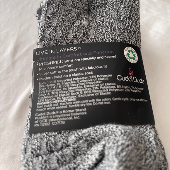 Women’s Cuddl Duds Super Soft Crew Socks Black / Gray - Picture 2 of 4